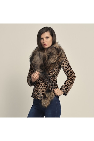Rouge Kürklü Kadın Deri Mont P253lk Leopar