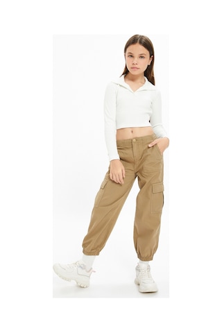 Koton Paraşüt Kot Pantolon Pamuklu Beli Lastikli Cepli - Parachute Jean Khakı 4wkg40027aw Haki
