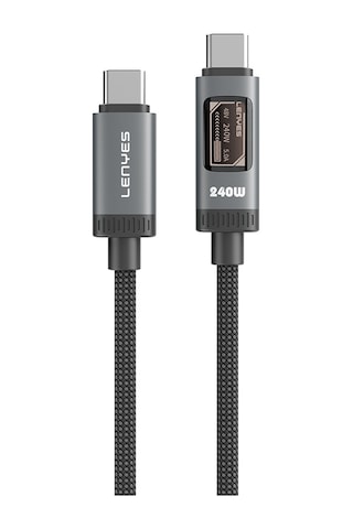 Lenyes Lc571 Oled Dijital Ekranlı Type-c To Type-c Data Ve Şarj Kablosu 240w 1.2m Siyah