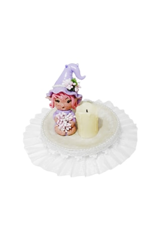 Bebek lik Biblo Lambalı Lila 14 Cm Beyaz