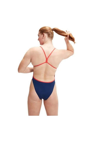 Speedo Digital Baskılı V Back Kadın Yüzücü Mayosu Mavi-turuncu Mavi