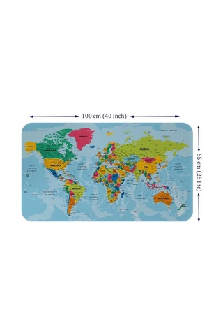 Türkçe Eğitici Ülke Ve Başkent Okyanus Detaylı Atlası Dünya Haritası Duvar Sticker -60x105-3870 Renkli