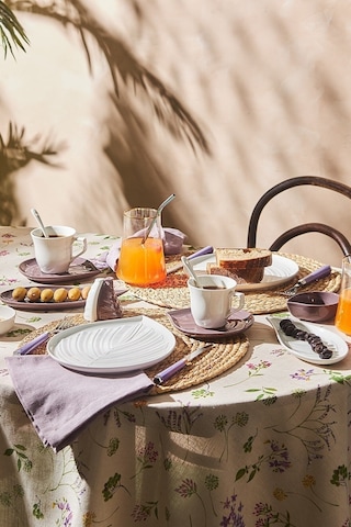 Emsan Leaf 32 Parça 6 Kişilik Kahvaltı/Servis Takımı Beyaz - Mor