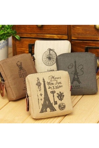 Ranyeek Klasik Paris Desenli Zakkă Cüzdan - Nostaljik Kumaş Para Çantası Bisiklet Desenli Günlük Kullanım Çok Renkli