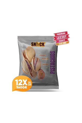 Snack Antep Fıstığı 12x30 Gr Premium Fırında Kavrulmuş Tuzsuz Atıştırmalık Paketi 360 Gr 360 G