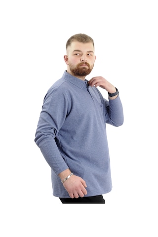 Mode Xl Büyük Beden Erkek Sweatshirt Polo Yaka Uzun Kol Waffle 23449 İndigo İndigo