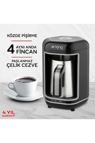 King K607 Siyah Kısmet Pro Otomatik Türk Kahve Makinesi