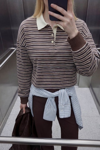 Defacto Loose Fıt Çizgili Sweatshirt G9460ax26spbn595 Kahve-bn595