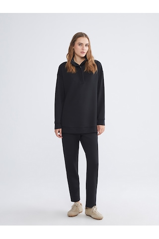 Lcw Everyday Siyah Dik Yaka Kadın Sweatshirt Tunik