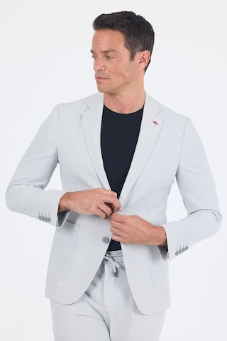 İmza Gri Gofreli Mono Yaka Esnek 6 Drop Slim Fit Classic Takım Elbise 1001250117 Gri