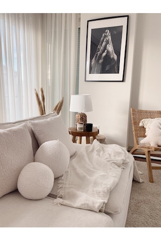 Teddy Top Yastık Naturel Beyaz Büyük Beyaz