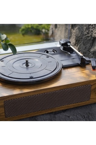 Fomix Fm-108 Kahverengi Hoparlörlü Bluetoothlu Pikap Plak Çalar Kahverengi