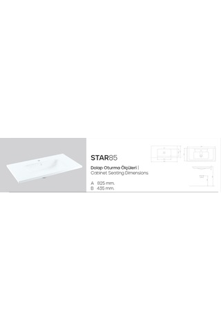 Karen Banyo Star 85 CM Dolap Uyumlu Seramik Lavabo