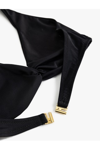 Koton Bikini Üstü Boyundan Bağlamalı Kopçalı Pedli Astarlı Siyah 4sak10215mm