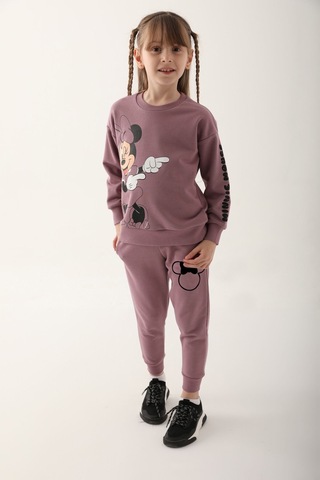 Minnie Mouse Dark Line Koyu Leylak Kız Çocuk Eşofman Takımı Mor