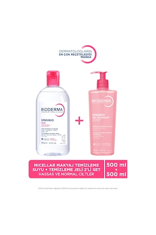 Hassas Ve Normal Ciltler 500 Ml H2o Micellar Makyaj Temizleme Suyu & 500 Ml Temizleme Jeli 2'li Set