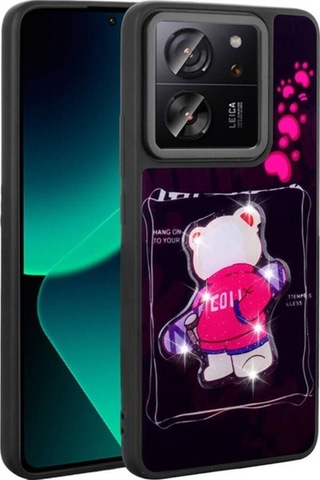 Xiaomi Mi 13t Pro Kılıf Parlayan Kabartmalı İkonik Figürlü Zore Amas Silikon Kapak Siyah