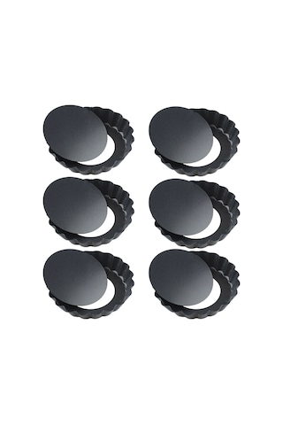 Xurunkeji Adet 4 İnç/10 Cm Mini Turta Muffin Kek Kalıbı Yapışmaz Tart Kiş Flan Kalıbı Çıkarılabilir Gevşek Tabanlı Yuvarlak Fırın Kapları Siyah