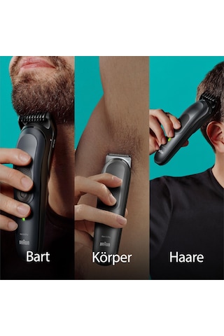 Braun Hepsi Bir Arada Giyotin Seti 7, 17'si 1 Arada Çoklu Bakım, Sakal Kesme Makinesi, Burun Kılı Kesme Makinesi, Yüz, Baş Ve Vücut İçin Saç Kesme Makinesi, 100 Dakikalık Pil, 14 Boy 3-21 Mm , Su Geçirmez, Mgk7491, Siyah