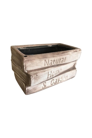 Büyük Boy Dekoratif Eskitme Kitap Saksı Kahve Köpüğü