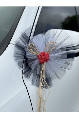 30 Adet Siyah Beyaz Kristal Tül Kırmızı Lateks Güllü Konvoy Süsü