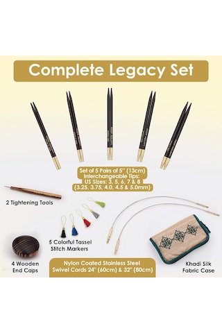 Lantern Moon Interchangeable Needle Set 5"-legacy Sizes 3/3.25mm To 8/5mm -lm350302