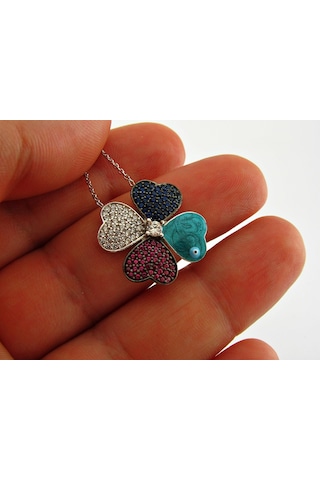 Gümüş Yonca Kolye Şans Kolyesi Sevgiliye Hediye Wsn51