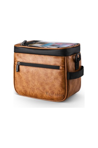 West Bıkıng-çok Fonksiyonlu Bisiklet Gidon Çantası Su Geçirmez,kahverengi Kahverengi