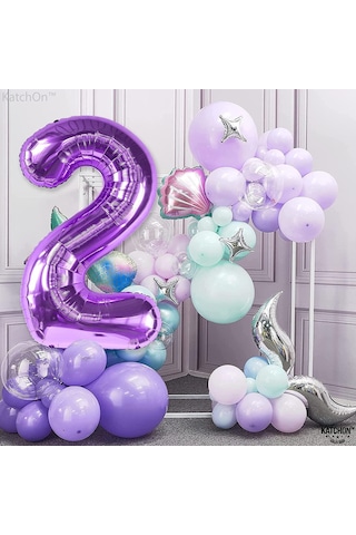 2 İki Rakam Mor Folyo Balon 32"-34" Inc 80 cm