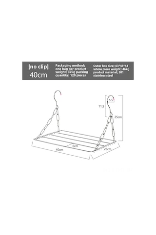 Hangfox 40cm Paslanmaz Çelik Çorap Kurutma Rafı - Manyetik Olmayan, Kalın Yapı, Balkon Kullanıma Uygun 40cm Kollü Model Diğer