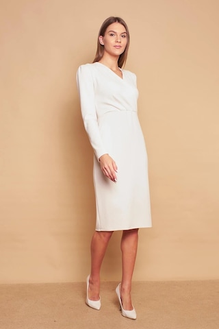 Kruvaze Anvelop Uzun Kol Hafif Likralı Triko Elbise-şampanya Şampanya