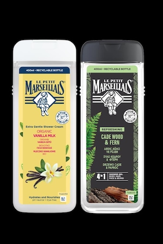 Le Petit Marseillais Men Ardıç Ağacı & Füjer + Vanilya Sütü & Ada Limonu Duş Jeli 2 x 400 ML