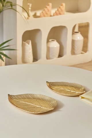 Karaca Leaf Dekoratif Tabak Gold 24x18x2,5 Cm