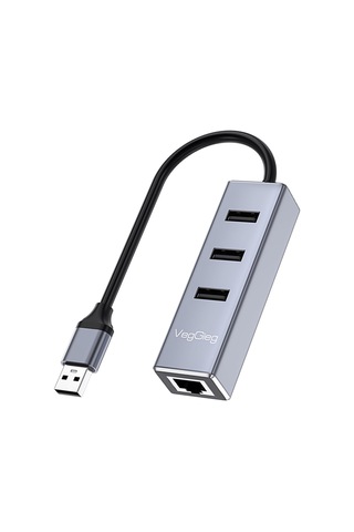 Lexroo Usb 2.0 To 100mbps Ethernet Çevirici Ve 3 Portlu Usb Hub Çoklayıcı