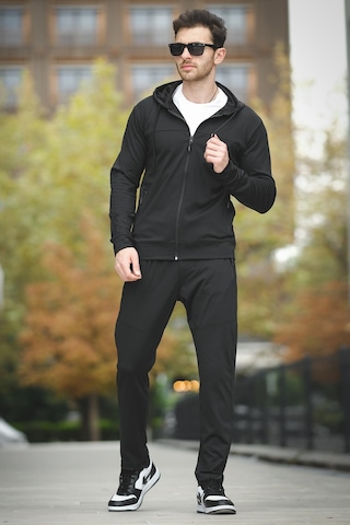 Oksit Gervasio Slim Fit Dalgıç Kumaş Kapüşonlu Fermuarlı Erkek Eşofman Takımı 001