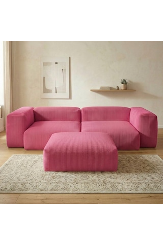 Relax Köşe Koltuk Takımı Sünger Koltuk Kanepe Divan Fuşya