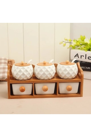Westworld Ahşap I Seramik Şekerlik Biber Depolama Kavanoz Ev Dekor S