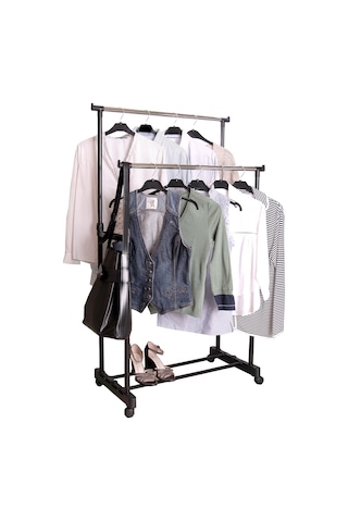 Lerato Tekerlekli Elbise Askılığı Siyah