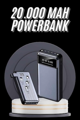 Hızlı Şarj Özellikli 20.000 Mah Dijital Göstergeli Usb Girişli Android Ve İos Uyumlu Powerbank Siyah 90057444