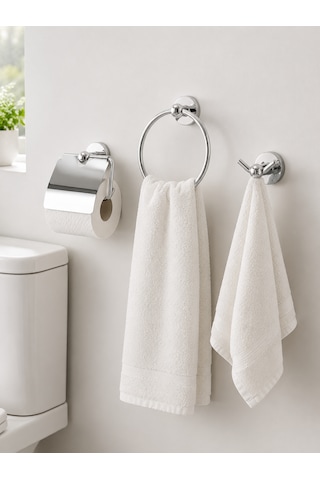 Delux 3 Lü Banyo Seti Krom Tuvalet Kağıtlığı Halka Havluluk Ve Havlu Askılığı