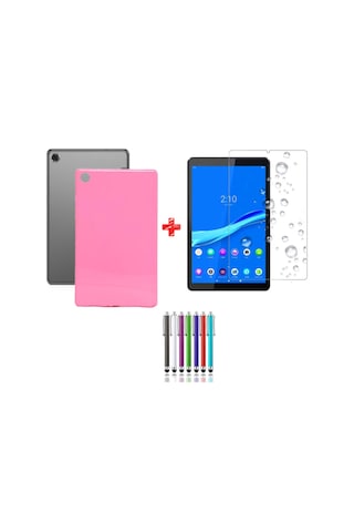 Lenovo Tab M10 Fhd Plus Tb-x606f 10.3" Lansman Silikon Kılıf + Nano Ekran Koruyucu Pembe