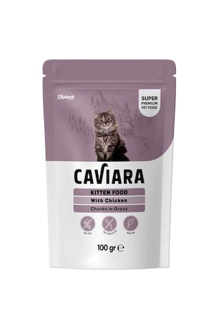 Caviara Tavuklu Yavru Kedi Maması Pouch Sos İçinde Et Parçacıklı 100 Gr