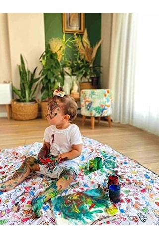 Yorni Su Geçirmez Yer/masa Örtüsü, Aktivite, Yemek Ve Oyun İçin, Doğa Dostu Ve Çevreci, Ekoteks Sertifikalı,%100 Polyester, Family, 150x100cm, Dikdörtgen