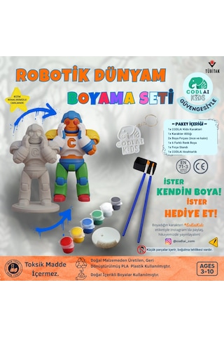 Codlaı Kids Robotik Dünyam 3d Boyama Seti - Çocuklar İçin Eğitici Yaratıcı Oyuncak Boyama Kiti - Aşık Robot