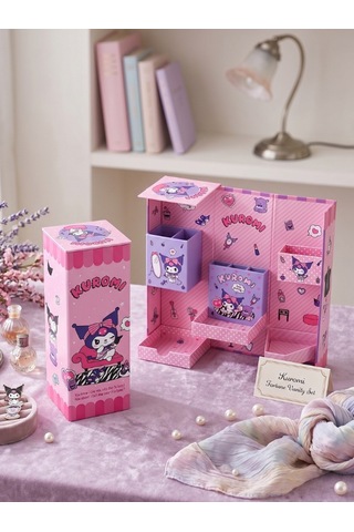 Kuromi Temalı Dik Organizer Kutusu Pembe