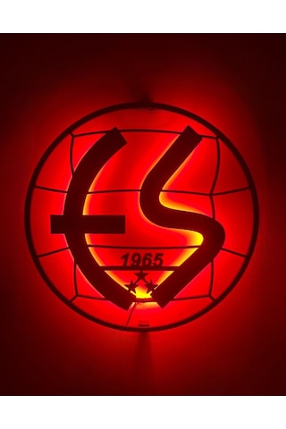 Eskişehirspor Led Işıklı Tablo Duvar Dekoru Tablosu Siyah Ahşap L