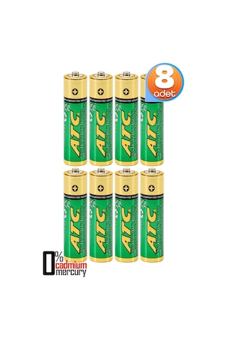 Atc 8li Aaa Heavy Duty R03 İnce Kalem Pil Kumanda Pili Çinko Karbon Pil Zn-c 1.5v