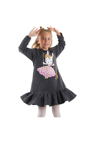Denokids Simli Tavşan Kız Çocuk Elbise Çok Renkli