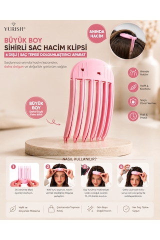 Büyük Boy Sihirli Saç Hacim Veren Klips Aparatı 6 Dişli / Hair Volume Clip/ Saç Tepesi Dolgunlaştırıcı Aparatı 0