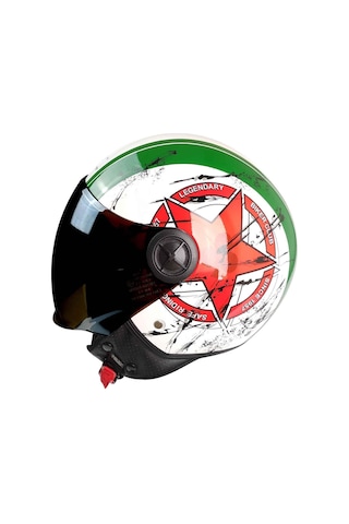 Mts Pro Helmelts Fx-101 Açık Motosiklet Kaskı-7406 Beyaz - Yeşil - Kırmızı